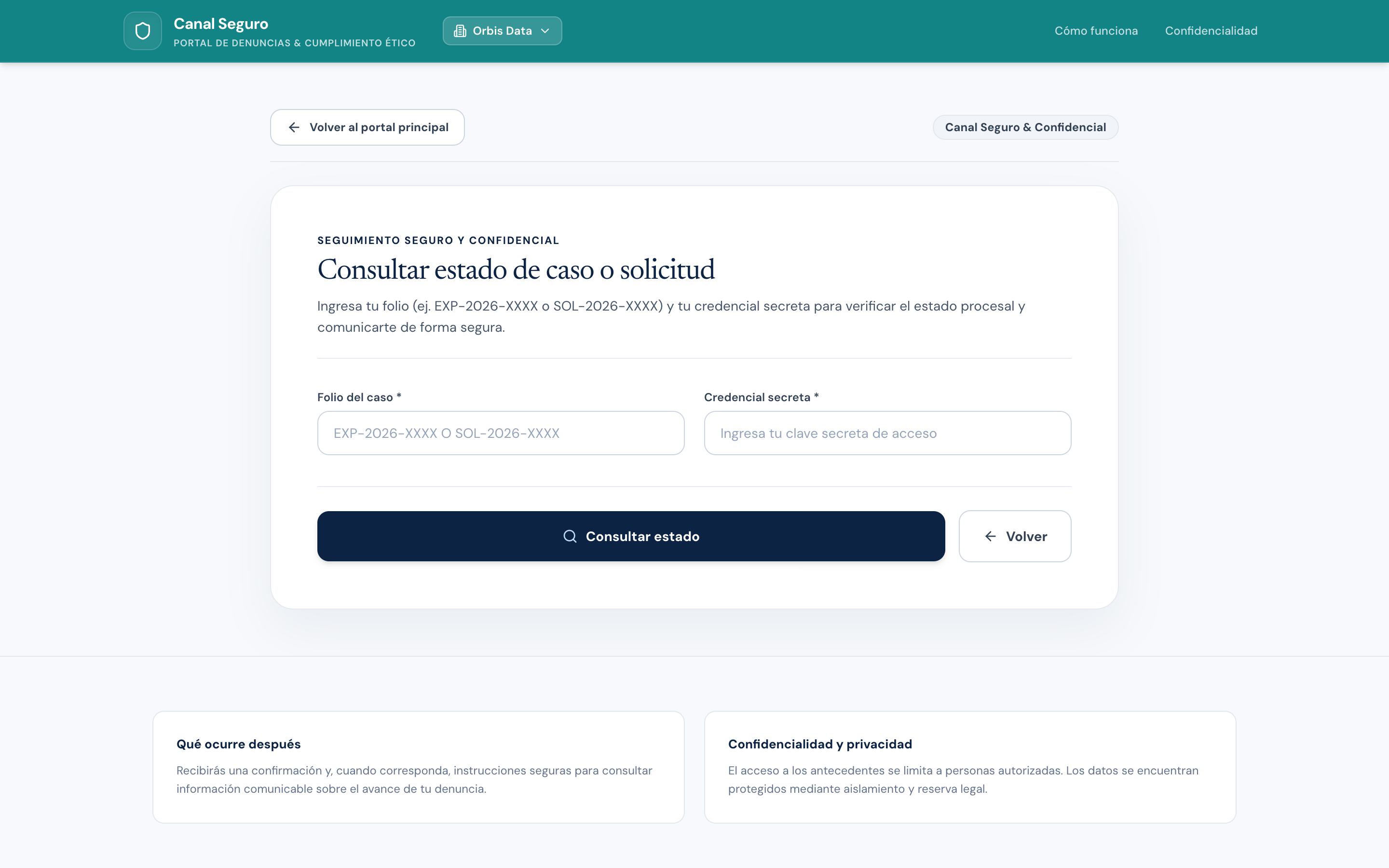 Portal de Seguimiento Anónimo y Chat Seguro Bidireccional